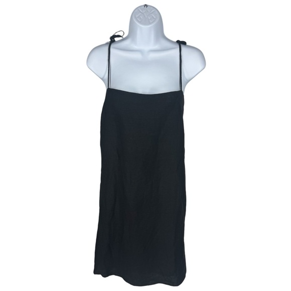 Tuckernuck Linen Lea Mini Dress Black XXL NWT Shift Bow Back Strap Sleeveless - Picture 6 of 14